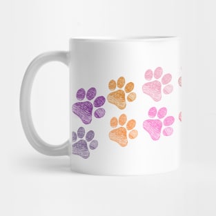 Cute doodle hand drawn colorful paw prints foot step Mug